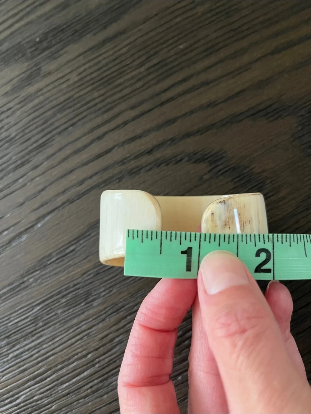 Cream and Tan Toned Bone Wide Cuff Bracelet